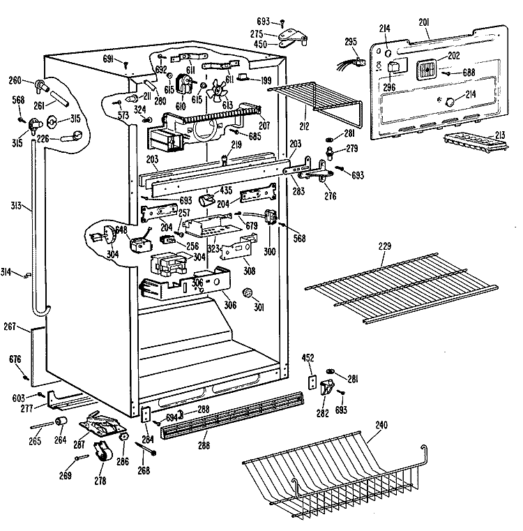 Section Diagram and Parts List for CTX18LLJRWH  Hotpoint Refrigerator