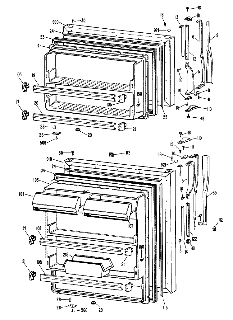 Section Diagram and Parts List for CTX18PLJRAD  Hotpoint Refrigerator