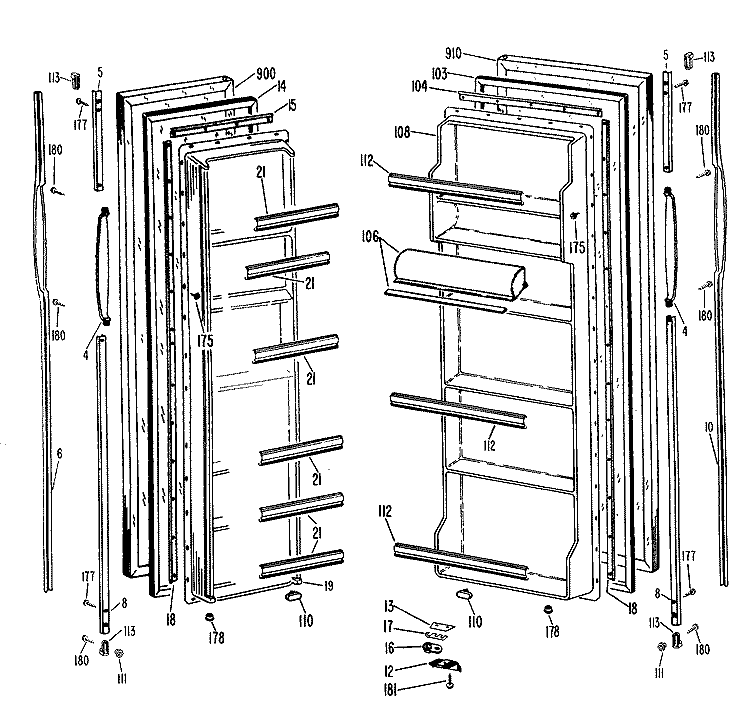 Section Diagram and Parts List for CSX22GLK  Hotpoint Refrigerator