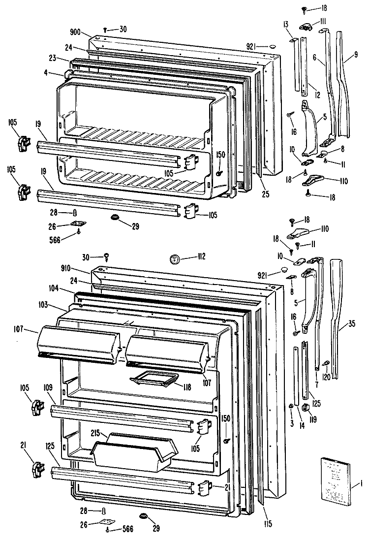 Section Diagram and Parts List for CTX18CLRLWH  Hotpoint Refrigerator