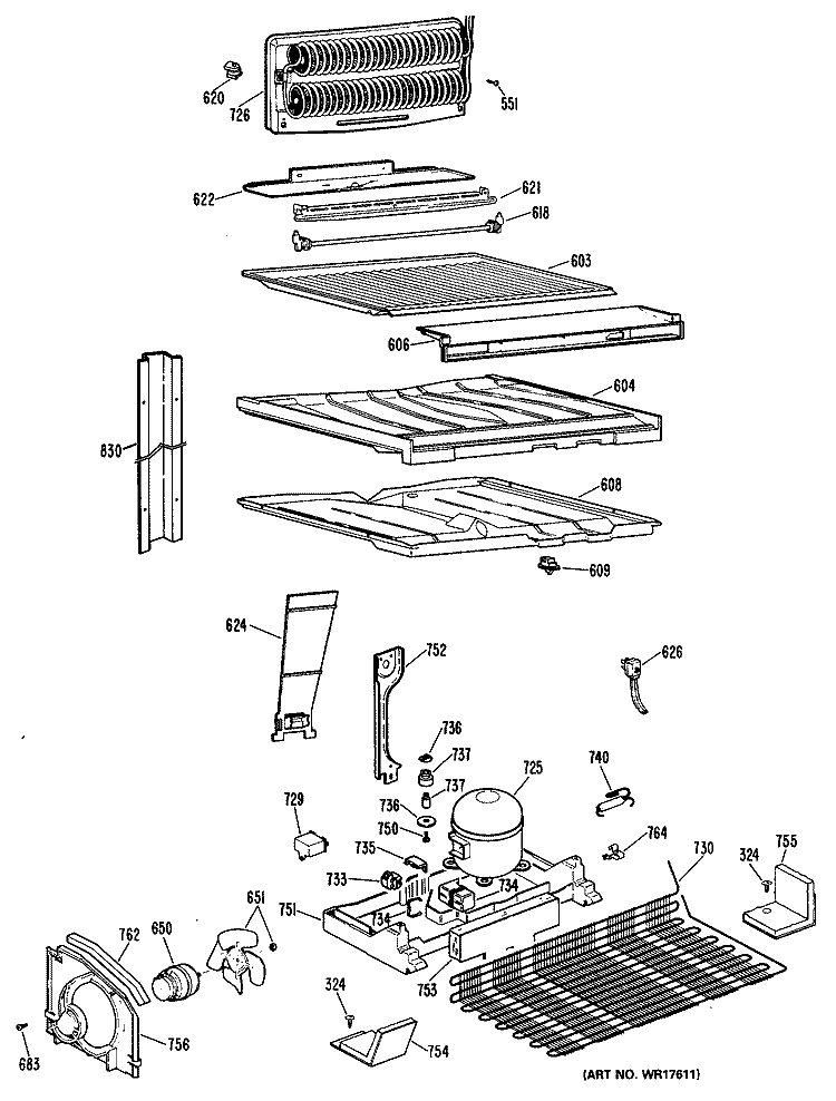 Section Diagram and Parts List for CTX18ELRRWH  Hotpoint Refrigerator