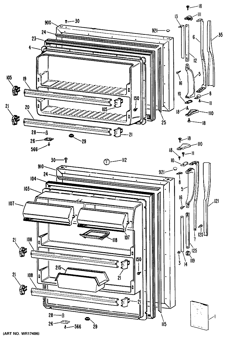 Section Diagram and Parts List for CTX18GLTRWH  Hotpoint Refrigerator