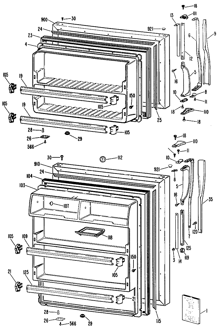 Section Diagram and Parts List for CTX18LLMRWH  Hotpoint Refrigerator