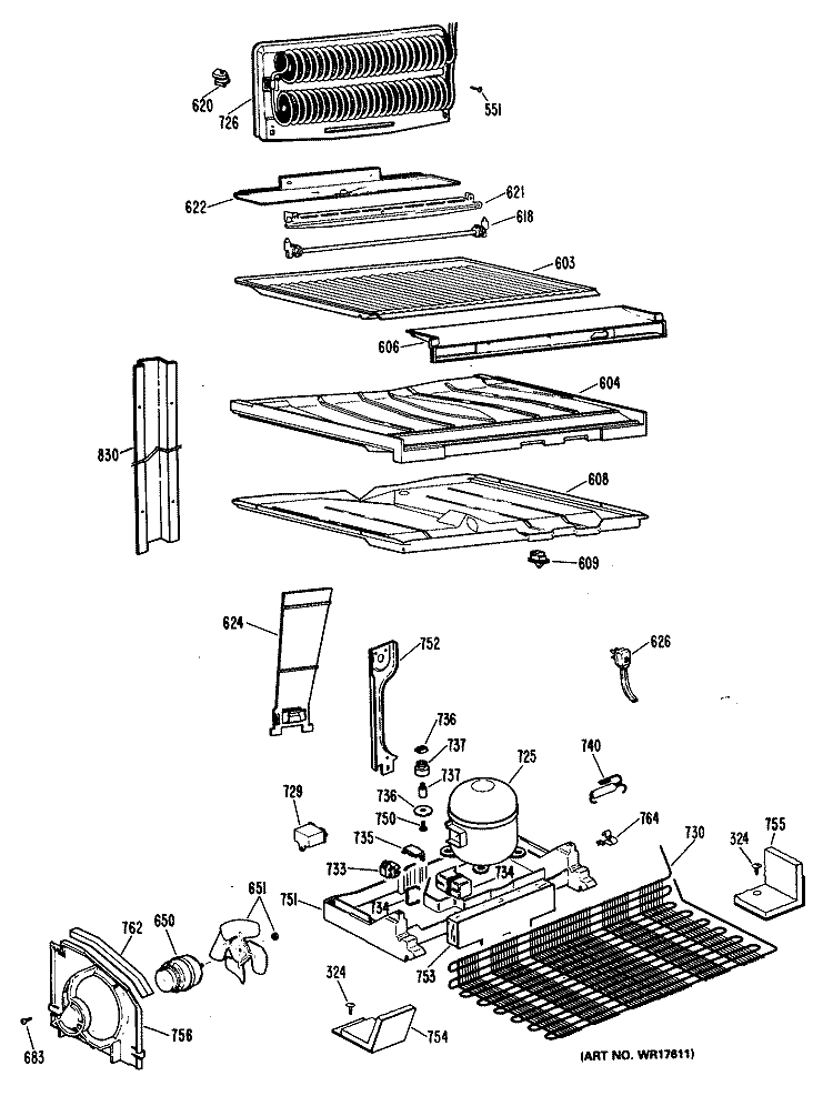 Section Diagram and Parts List for CTXW25DLRRWH  Hotpoint Refrigerator