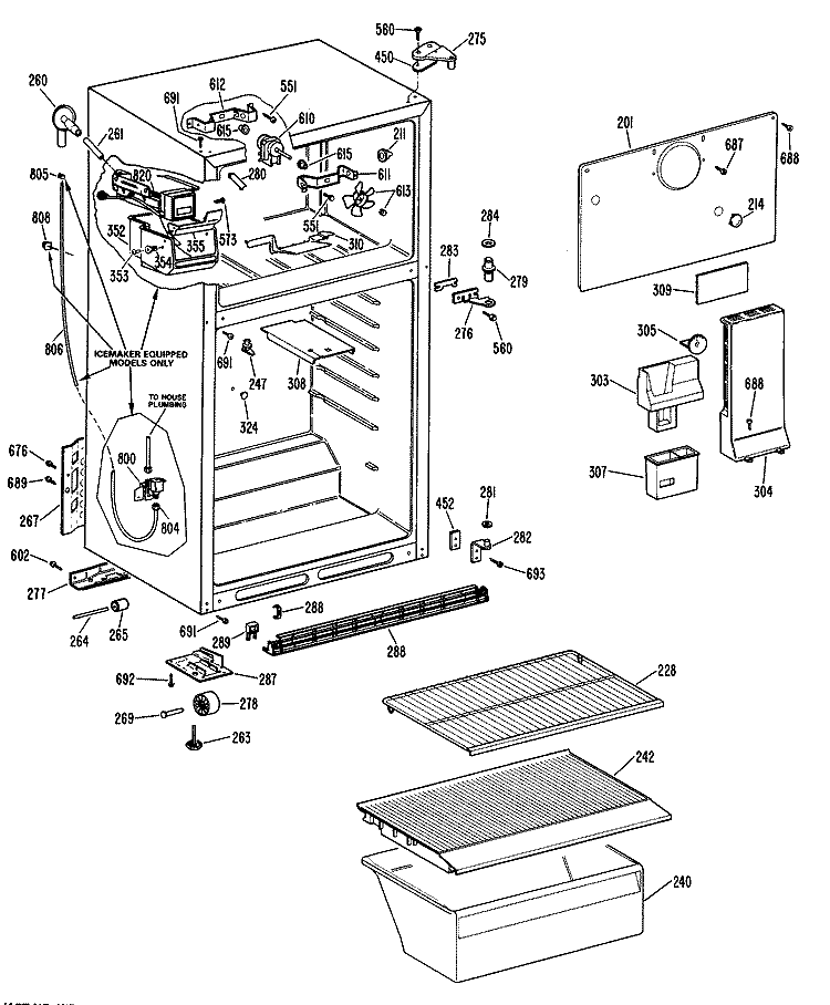 Section Diagram and Parts List for CTX16AMERAD  Hotpoint Refrigerator