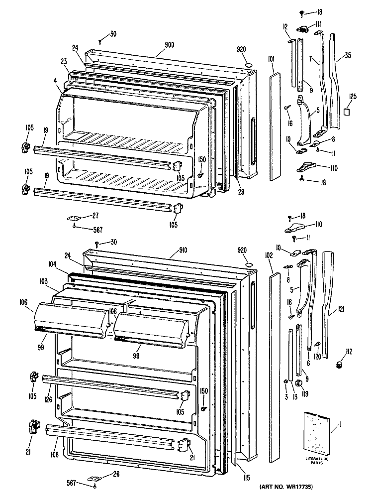 Section Diagram and Parts List for CTX14AMERWH  Hotpoint Refrigerator