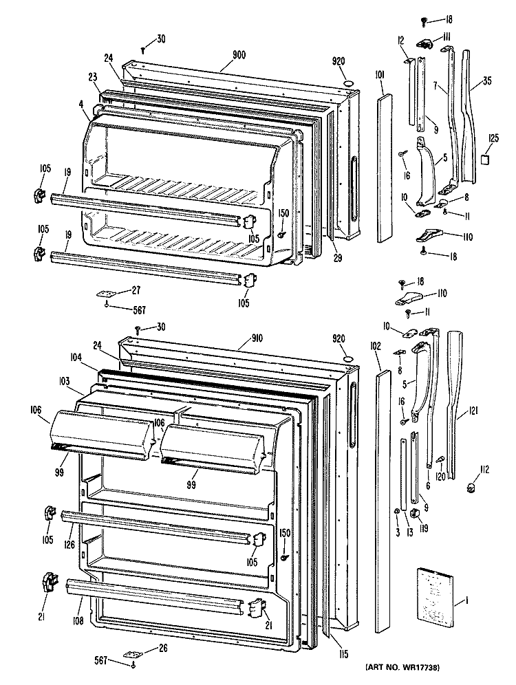 Section Diagram and Parts List for CTX16CMELAD  Hotpoint Refrigerator