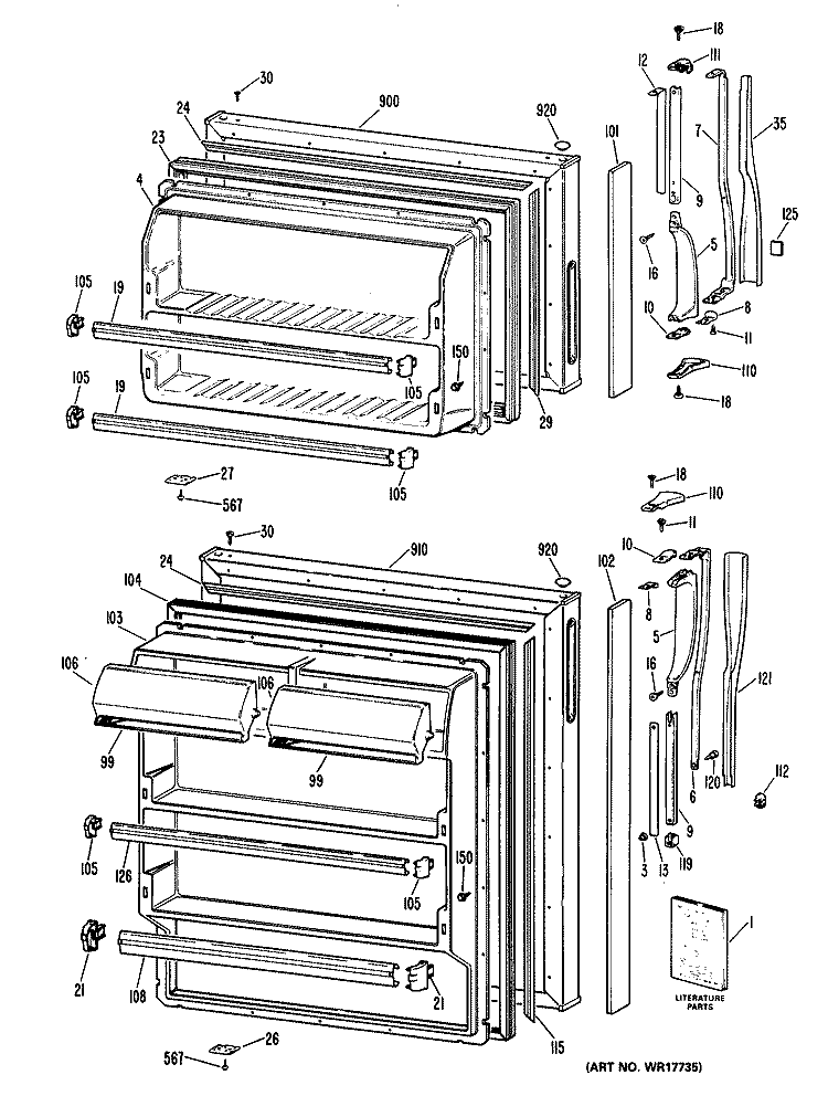 Section Diagram and Parts List for CTX14CMERAD  Hotpoint Refrigerator