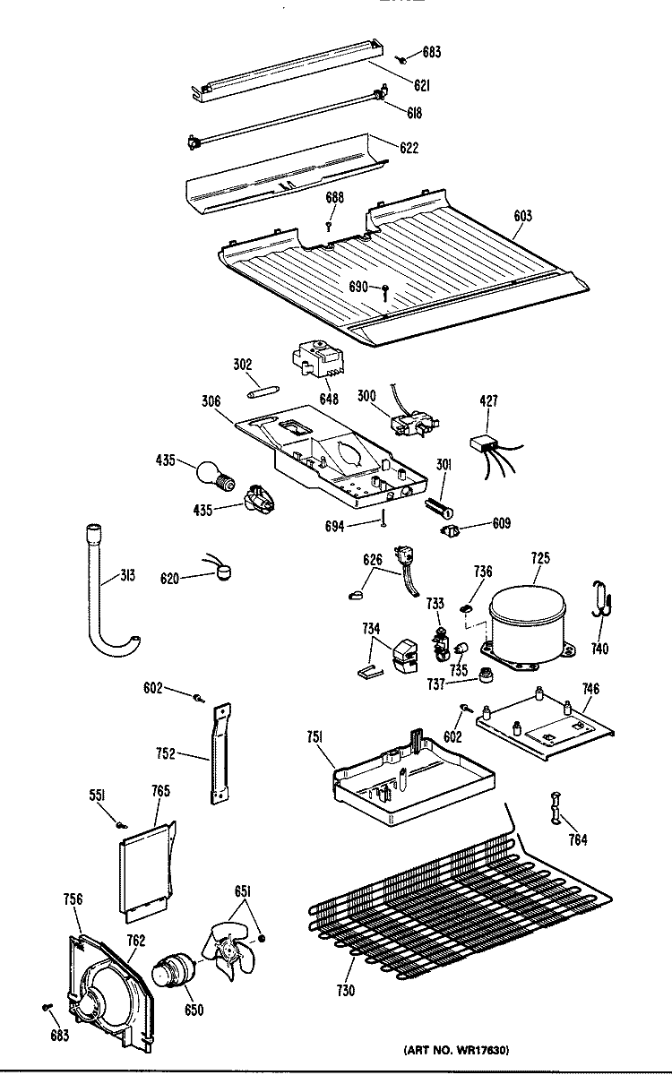 Section Diagram and Parts List for CTX14EMERAD  Hotpoint Refrigerator
