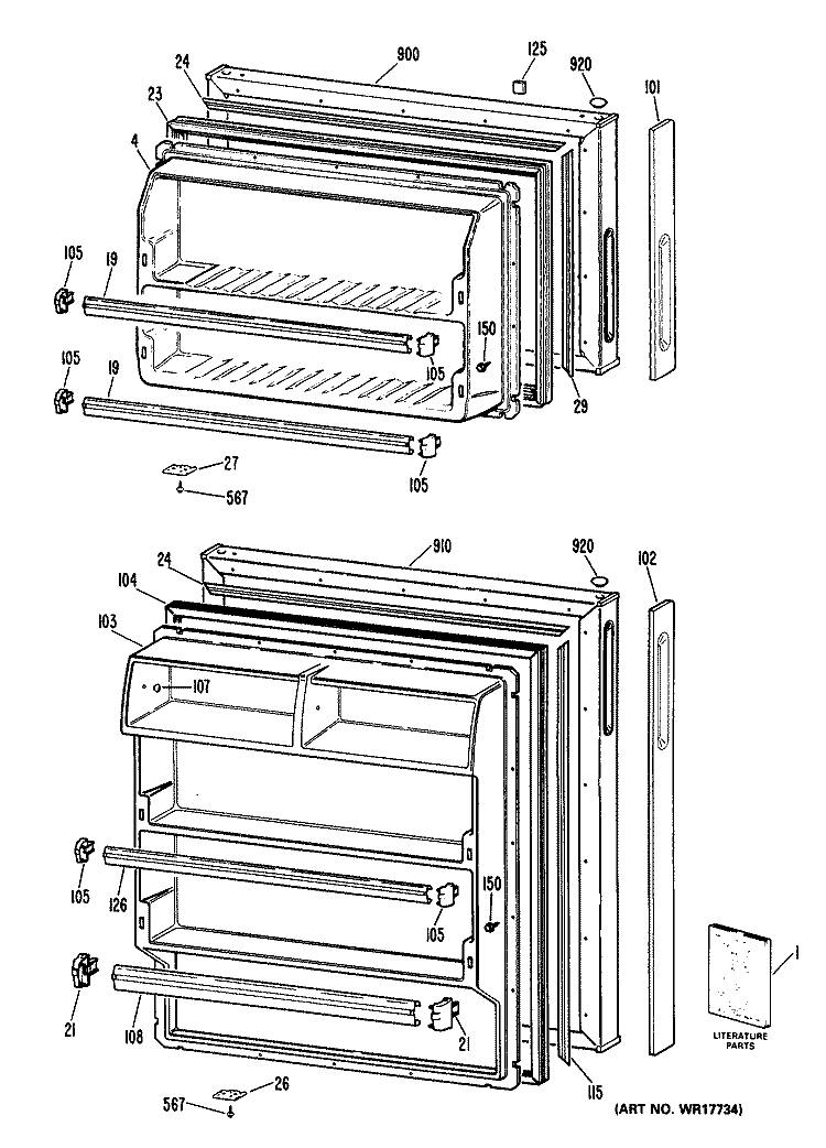 Section Diagram and Parts List for CTXY14LMERWH  Hotpoint Refrigerator