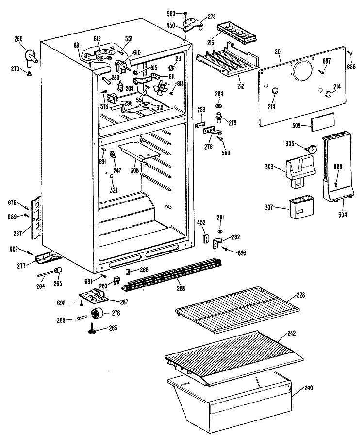 Section Diagram and Parts List for CTXY16CMELAD  Hotpoint Refrigerator