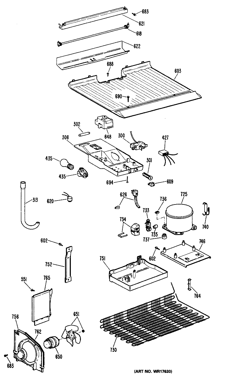 Section Diagram and Parts List for CTXY16CMELAD  Hotpoint Refrigerator