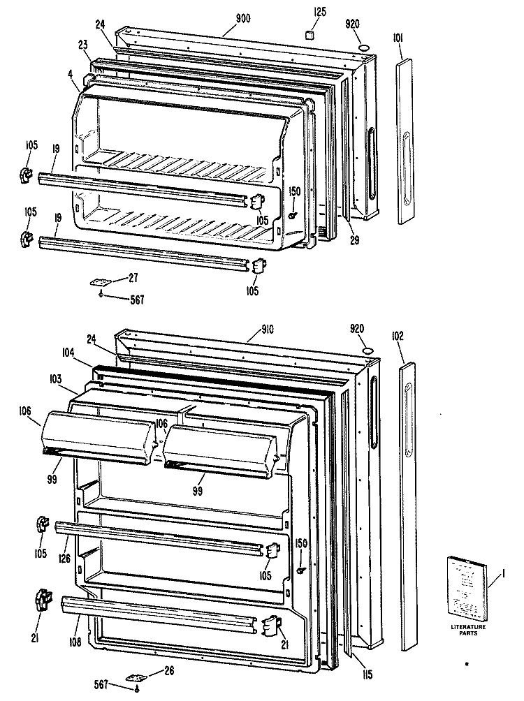 Section Diagram and Parts List for CTXY14CPBLAD  Hotpoint Refrigerator