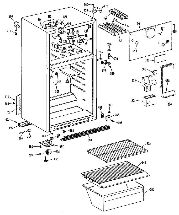 Section Diagram and Parts List for CTXY14CPBLAD  Hotpoint Refrigerator