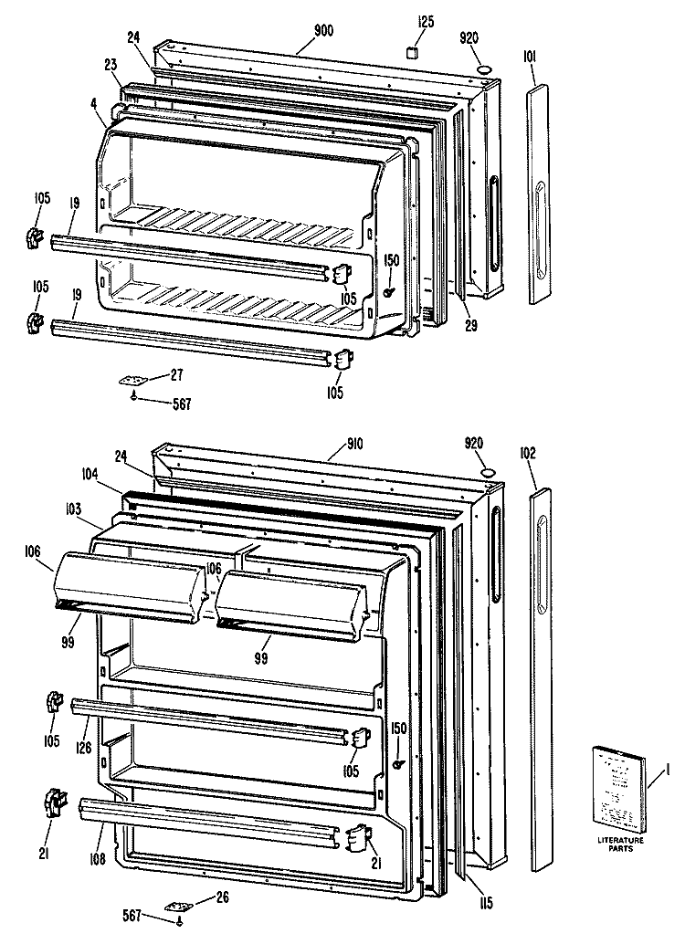Section Diagram and Parts List for CTXY16APCRWH  Hotpoint Refrigerator