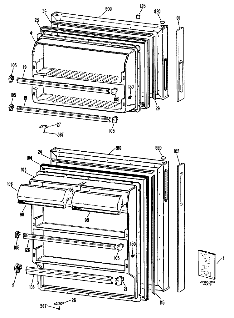 Section Diagram and Parts List for CTXY16CPCLWH  Hotpoint Refrigerator