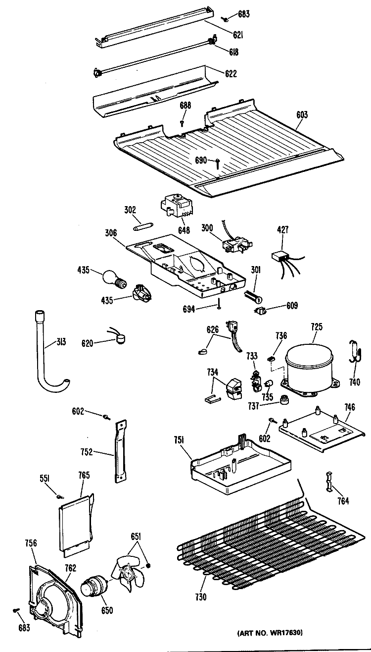 Section Diagram and Parts List for CTXY16CPCLWH  Hotpoint Refrigerator