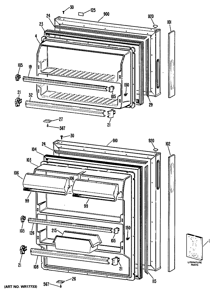 Section Diagram and Parts List for CTXY16EPCRWH  Hotpoint Refrigerator