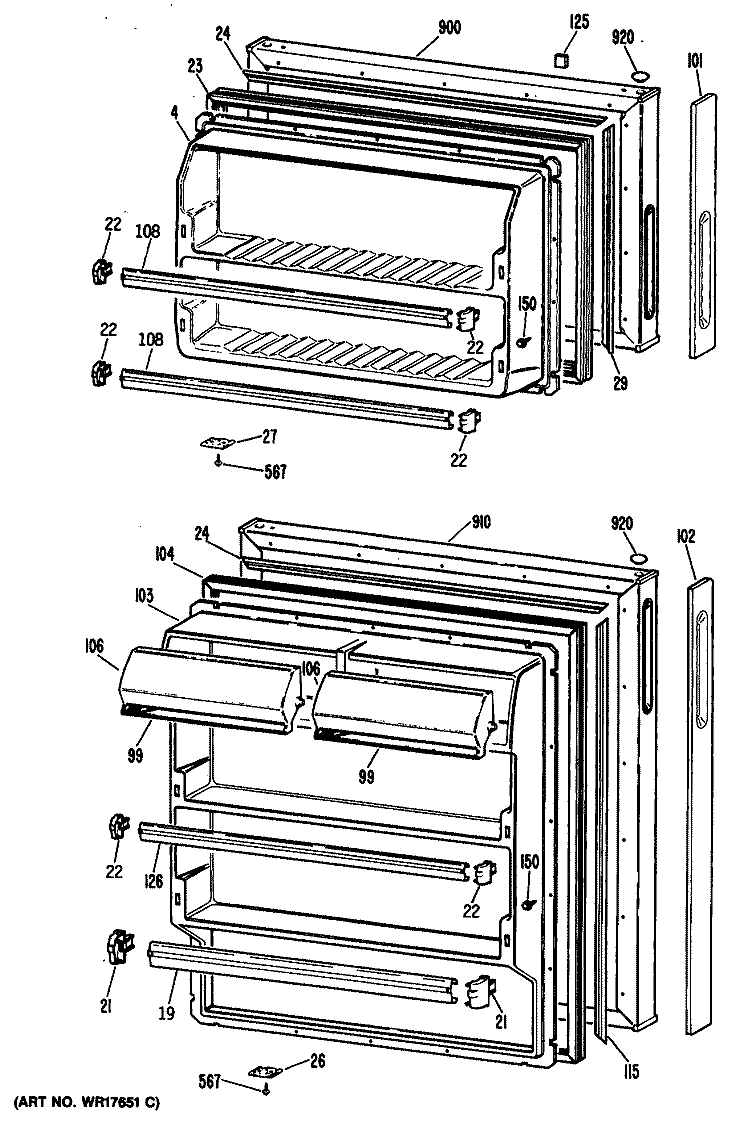Section Diagram and Parts List for CTHY15CPELWH  Hotpoint Refrigerator
