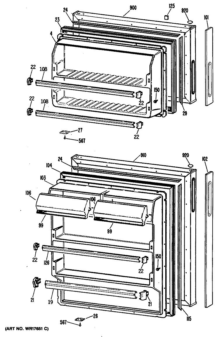 Section Diagram and Parts List for CTHY15CPHLAD  Hotpoint Refrigerator