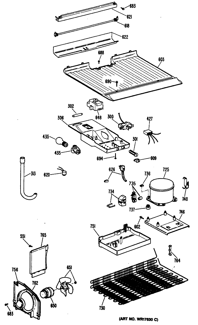 Section Diagram and Parts List for CTHY15CPHLAD  Hotpoint Refrigerator