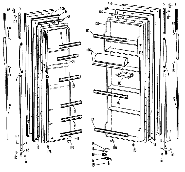 Section Diagram and Parts List for CSX22GMA  Hotpoint Refrigerator