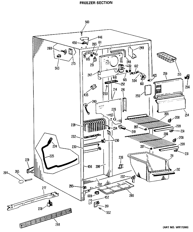 FREEZER SECTION Diagram and Parts List for CSX22GMA  Hotpoint Refrigerator