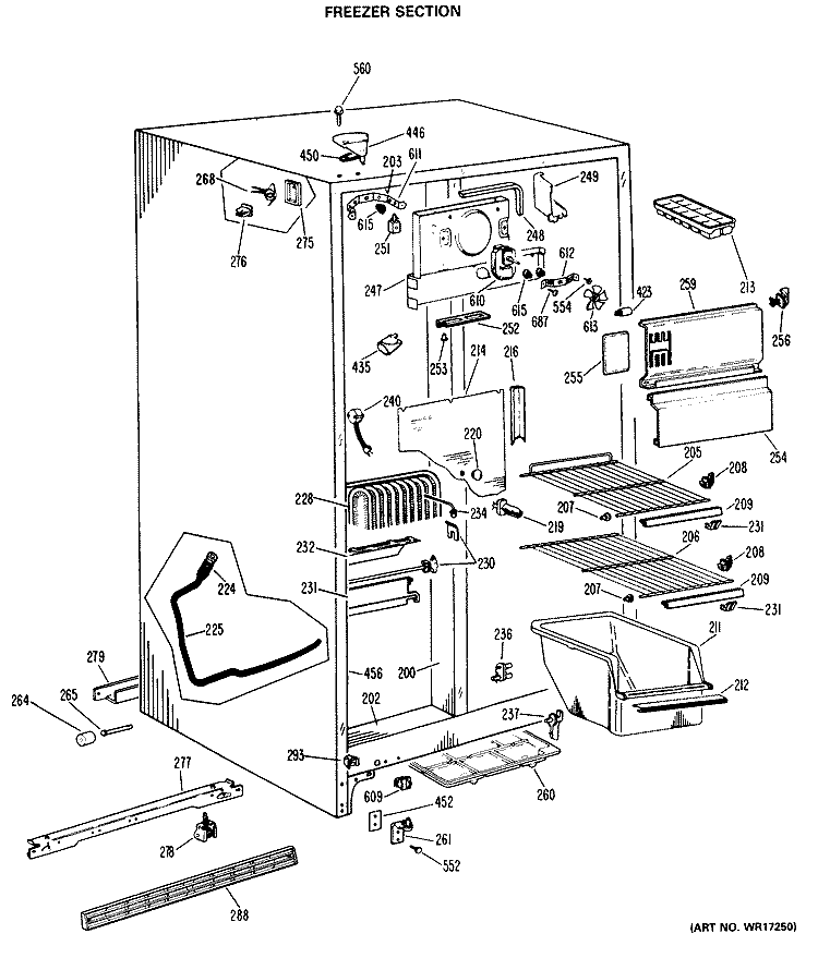 FREEZER SECTION Diagram and Parts List for CSX20EMA  Hotpoint Refrigerator