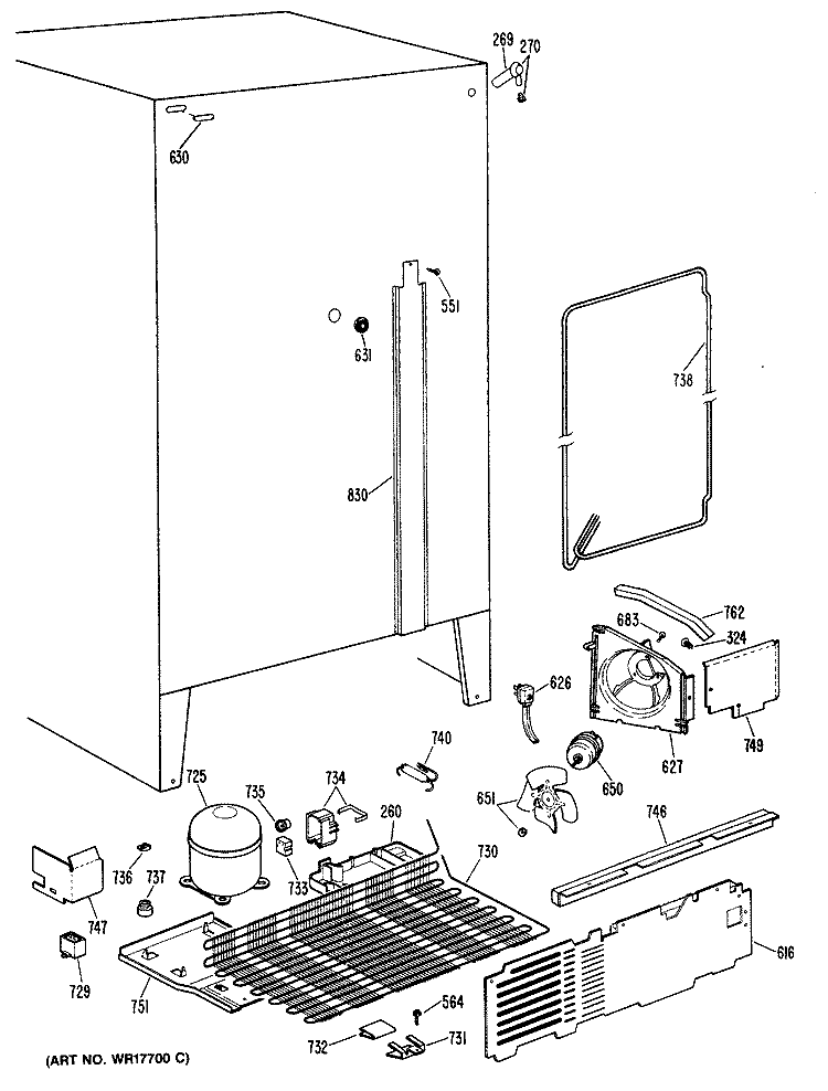 Section Diagram and Parts List for CSE22GMA  Hotpoint Refrigerator
