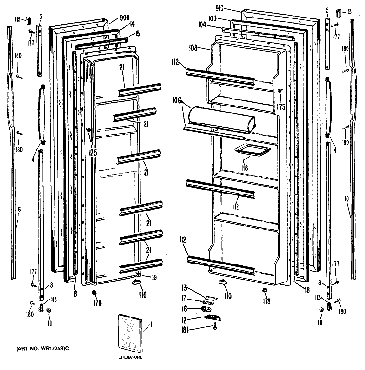 Section Diagram and Parts List for CSXC22GMA  General Electric Refrigerator