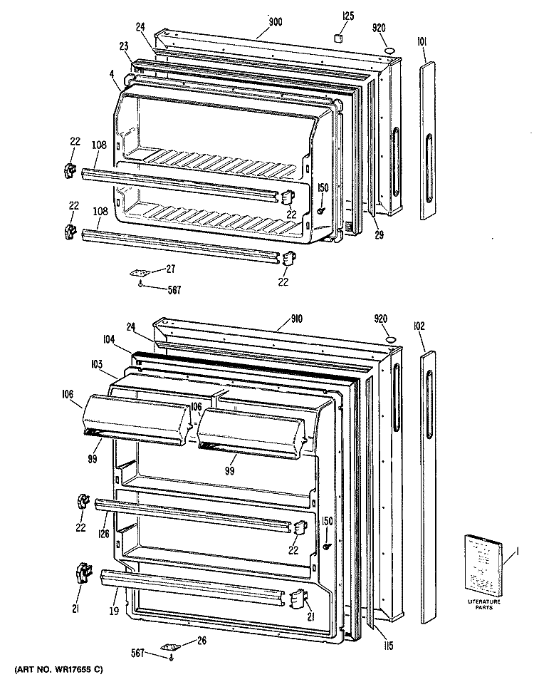 Section Diagram and Parts List for CTEY14CPHRWH  Hotpoint Refrigerator