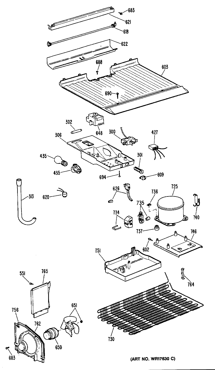 Section Diagram and Parts List for CTEY14CPHRWH  Hotpoint Refrigerator