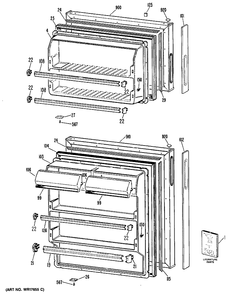 Section Diagram and Parts List for CTEY16CPERWH  Hotpoint Refrigerator