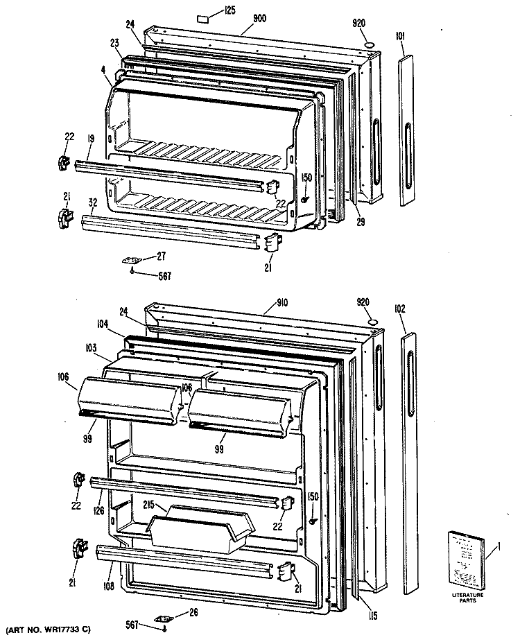 Section Diagram and Parts List for CTHY16EPHRWH  Hotpoint Refrigerator