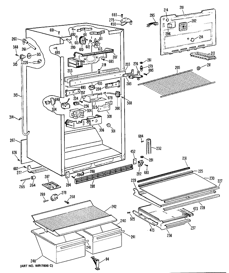 Section Diagram and Parts List for CTX18GPJRAD  Hotpoint Refrigerator