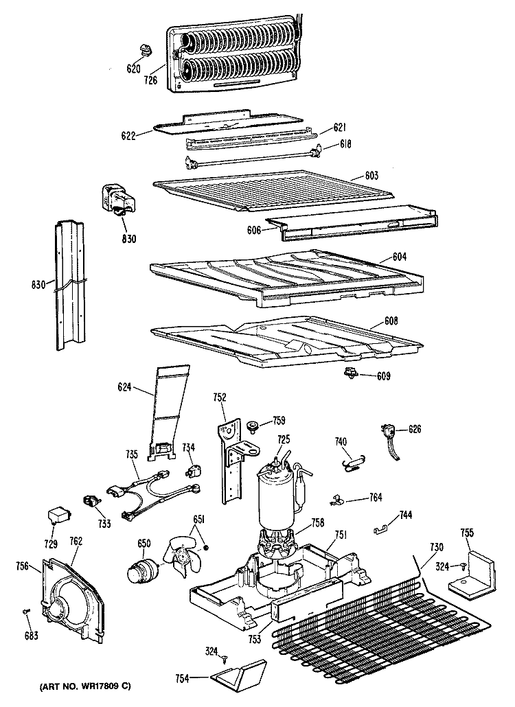 Section Diagram and Parts List for CTX21EPBRWH  Hotpoint Refrigerator