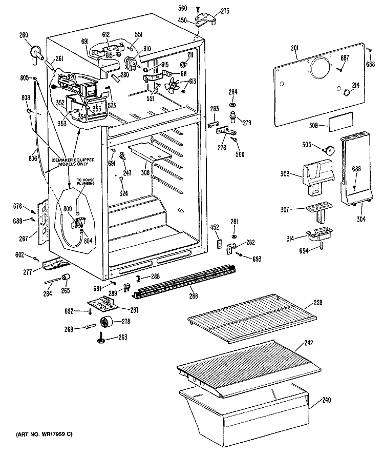 Section Diagram and Parts List for CTX14APHRAD  Hotpoint Refrigerator