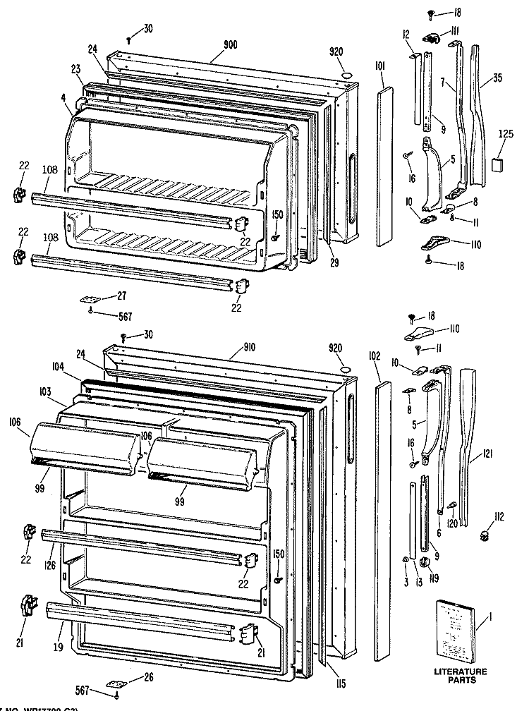 Section Diagram and Parts List for CTX16APELWH  Hotpoint Refrigerator