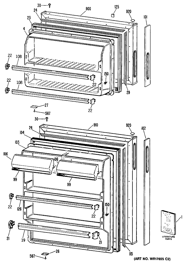 Section Diagram and Parts List for CTXY16APGRWH  Hotpoint Refrigerator