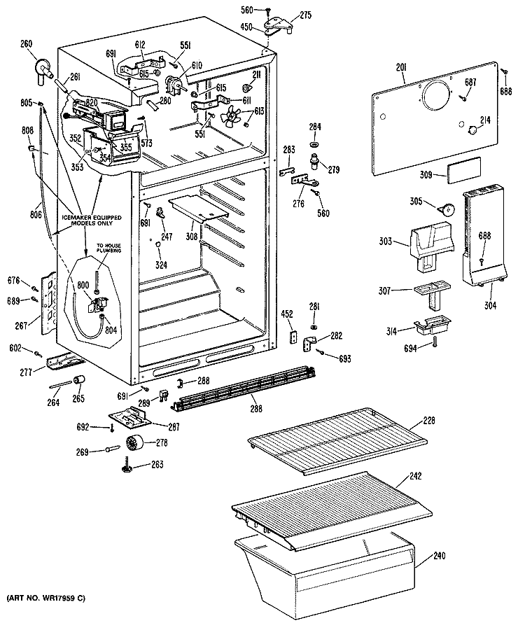 Section Diagram and Parts List for CTXY16APGRWH  Hotpoint Refrigerator