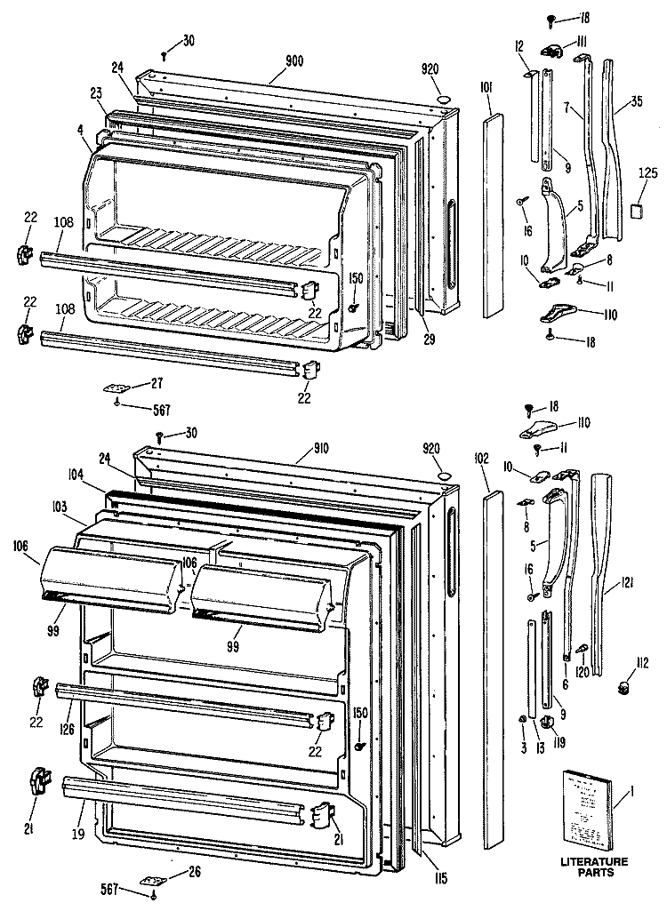 Section Diagram and Parts List for CTX14CPJLWH  Hotpoint Refrigerator