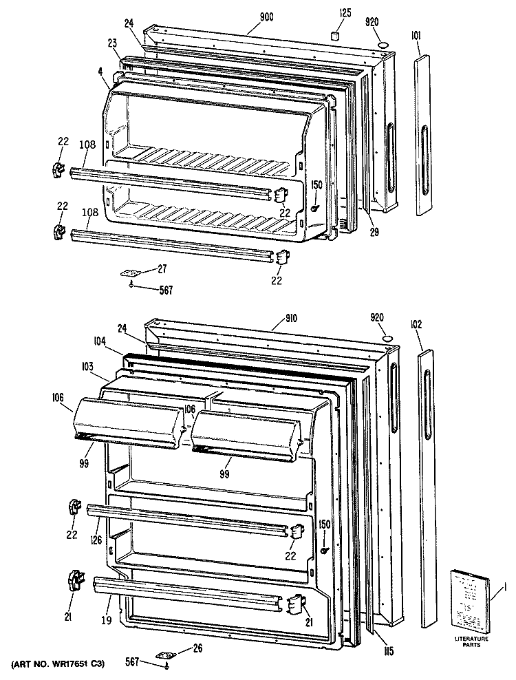 Section Diagram and Parts List for CTXY14CPJLAD  Hotpoint Refrigerator