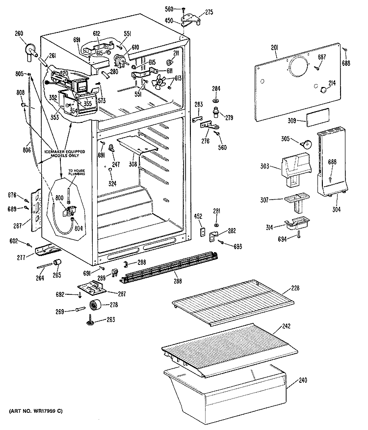Section Diagram and Parts List for CTX16APKLAD  Hotpoint Refrigerator