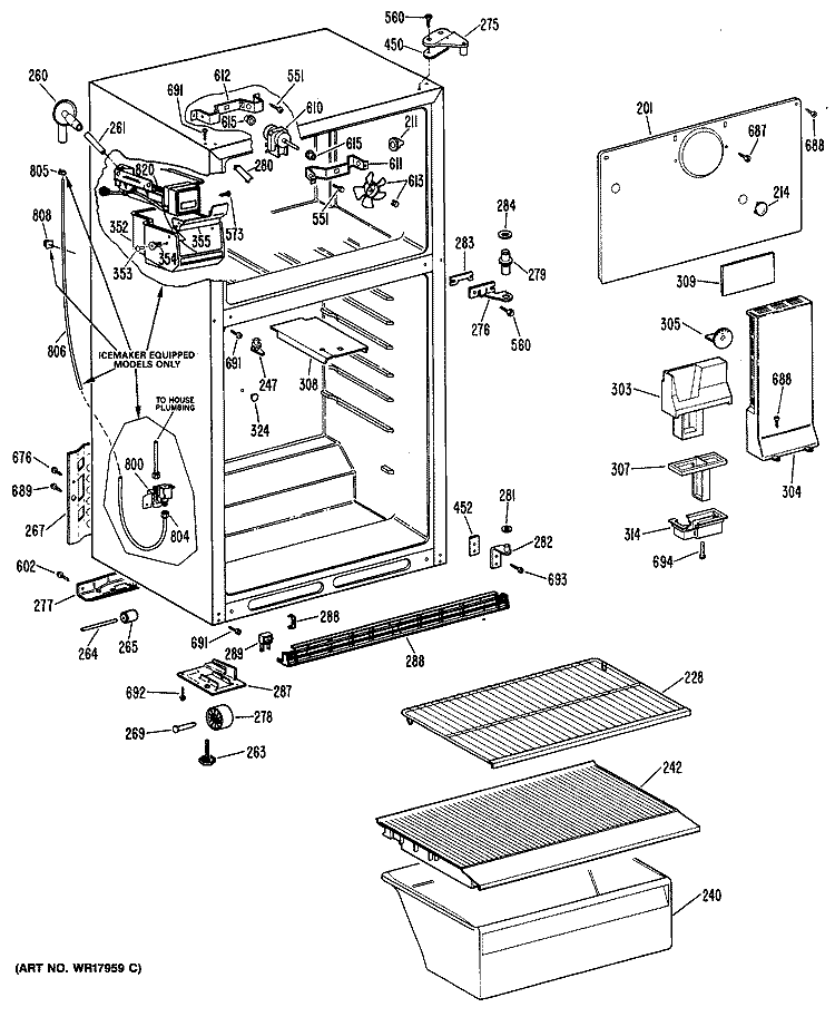 Section Diagram and Parts List for CTX16CPJLAD  Hotpoint Refrigerator