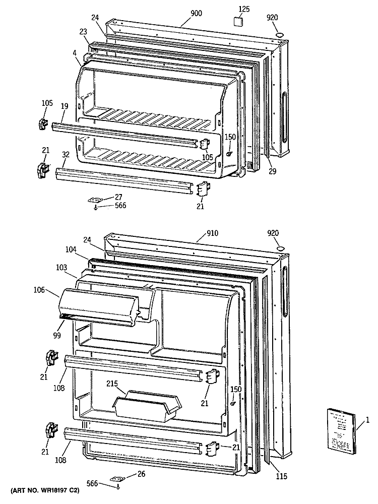 Section Diagram and Parts List for CTX16EYTDRAD  Hotpoint Refrigerator