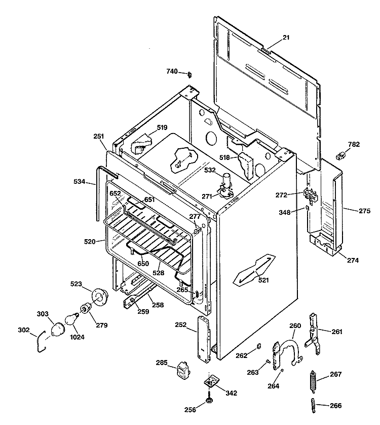 Section Diagram and Parts List for RB534GT1  Hotpoint Range