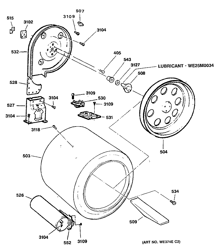 Section Diagram and Parts List for DLL3980SAM  Hotpoint Dryer