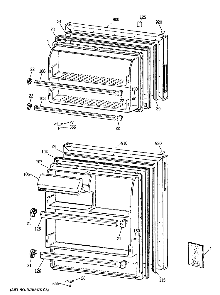 Section Diagram and Parts List for CTH16CYTJRWH  Hotpoint Refrigerator