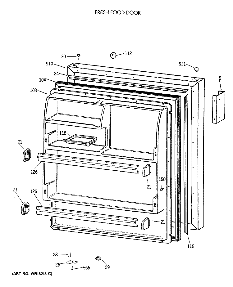 FRESH FOOD DOOR Diagram and Parts List for CTX18LAXCRWH  Hotpoint Refrigerator