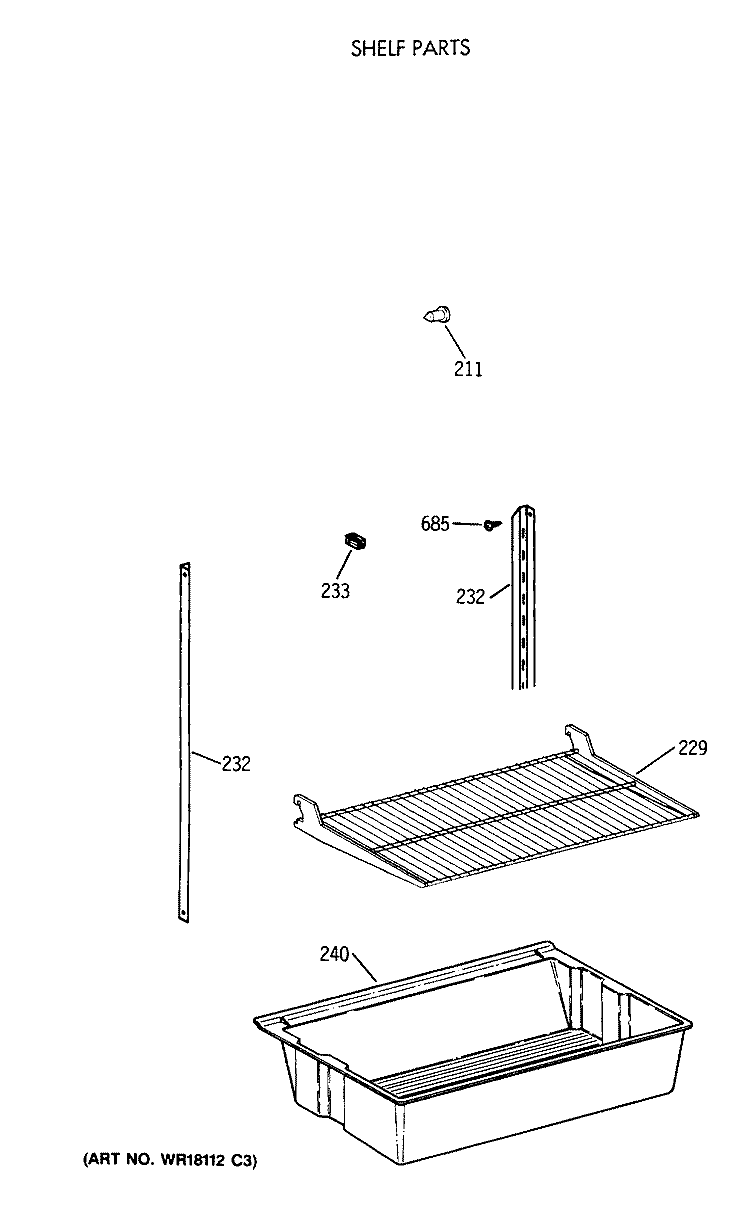 SHELF PARTS Diagram and Parts List for CTX18LAXCRWH  Hotpoint Refrigerator